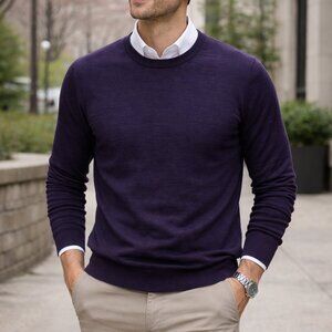 Hugo Boss Virgin Wool Slim Fit Purple Crewneck Sweater M